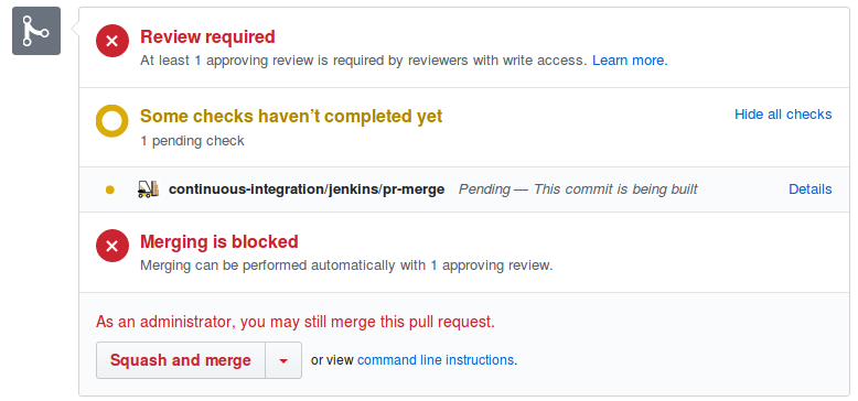 Github branch protection config